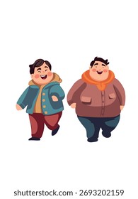 vector illustration happy chubby boys