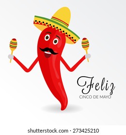 Vector illustration for Happy Cinco De Mayo in gray background.