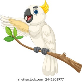 Vector illustration of a happy cockatoo perched.