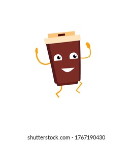 vector illustration happy coffee cup mascot cartoon