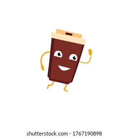 vector illustration happy coffee cup mascot cartoon