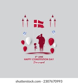 Vector illustration for Happy Constitution Day Denmark 5 June