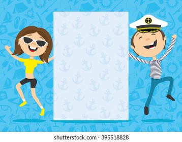 Vector illustration. Happy couple background with space for text.