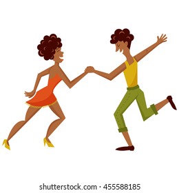 vector illustration of a happy couple dancing salsa