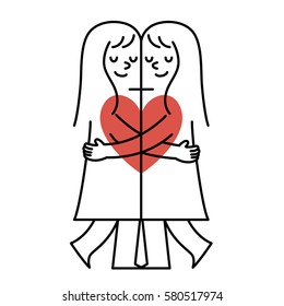 Vector illustration - Happy Couple. Valentine's Day