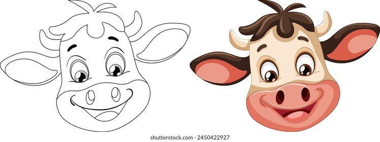 Vector illustration of a happy cow face