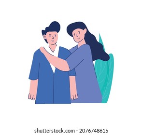 Vector illustration Happy cuddle up day. Happy young couple hugging and cuddling background.