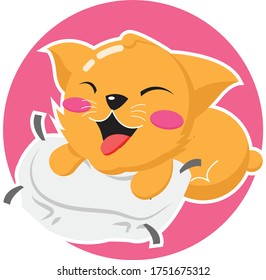 vector illustration of happy cute cat. good for template desain.