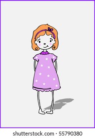 vector illustration of a happy cute little girl