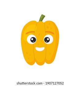Vector illustration. Happy cute pepper for kids in cartoon style isolated on white background. Funny character vegetable.