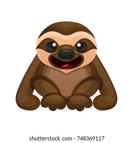 Vector illustration of happy cute sloth 