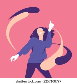 Vector illustration of a happy dancing girl