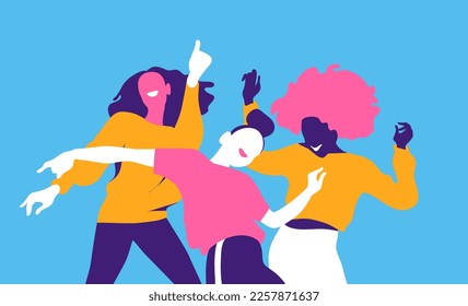 Vector illustration of a happy dancing girls - Shutterstock ID 2257871637