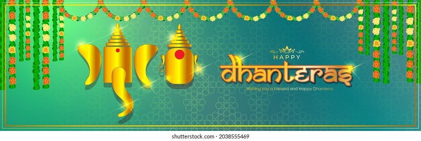Vector illustration of Happy Dhantera, Indian Hindu festival