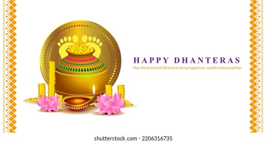 Vector illustration of Happy Dhantera, an Indian Hindu festival