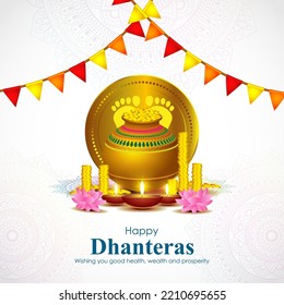 Vector illustration of Happy Dhantera Indian festival greeting