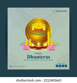 Imagen vectorial del saludo del festival hindú Happy Dhantera