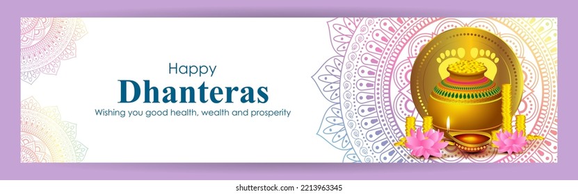 Vector illustration of Happy Dhantera Indian festival greeting