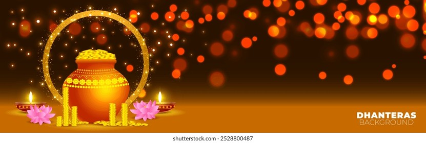 Vector illustration of Happy Dhanteras Background social media template