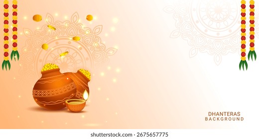Vector illustration of Happy Dhanteras Background banner