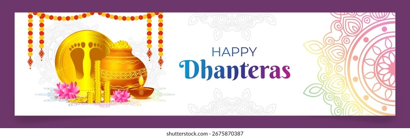 Vector illustration of Happy Dhanteras Background banner