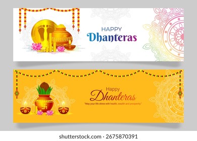 Vector illustration of Happy Dhanteras Background banner