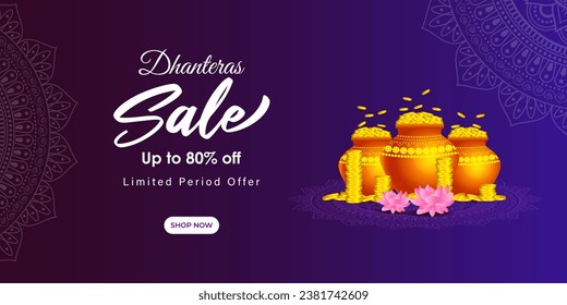 Vector illustration of Happy Dhanteras Sale social media feed template
