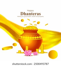 Vector illustration of Happy Dhanteras social media feed template