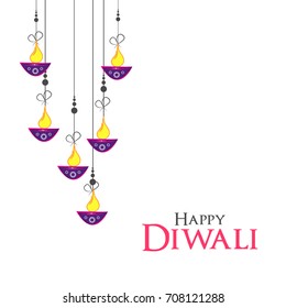 Vector illustration of happy diwali.