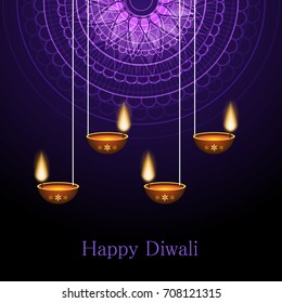 Vector illustration of happy diwali.