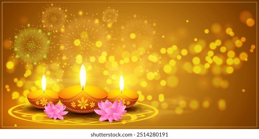 Vector illustration of Happy Diwali decorative background template