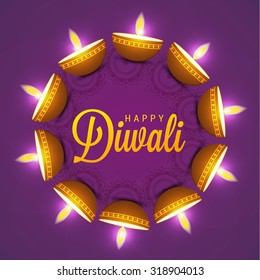 Vector illustration Happy Diwali festival greeting card background.