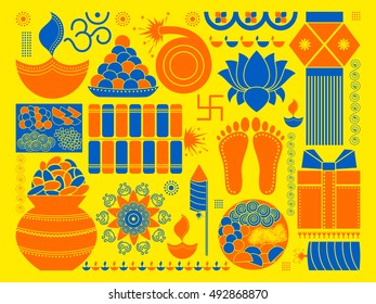vector illustration of Happy Diwali festival background kitsch art India