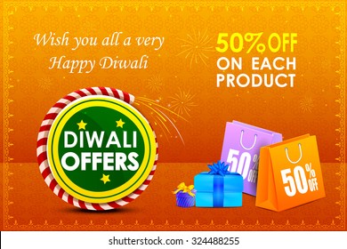 vector illustration of Happy Diwali holiday offer