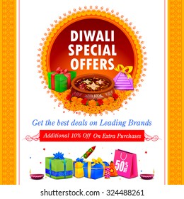 vector illustration of Happy Diwali holiday offer