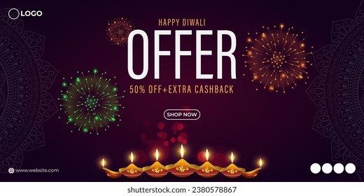 Vector illustration of Happy Diwali Sale social media feed template