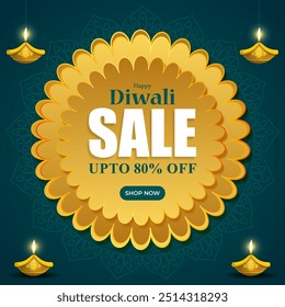 Vector illustration of Happy Diwali Sale social media feed template