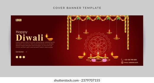 Vector illustration of Happy Diwali social media feed template written hindi text means happy diwali