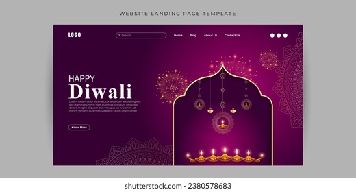 Vector illustration of Happy Diwali social media feed template written hindi text means happy diwali