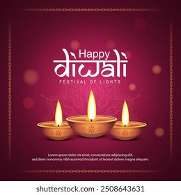 Vector illustration of Happy Diwali social media feed template written Hindi text means happy Diwali.