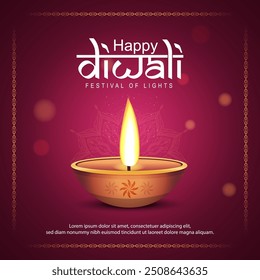 Vector illustration of Happy Diwali social media feed template written Hindi text means happy Diwali.