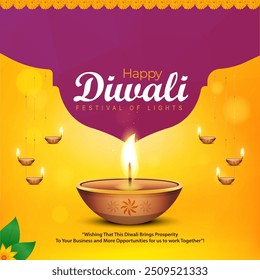 Vector illustration of Happy Diwali social media feed template.