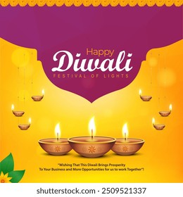 Vector illustration of Happy Diwali social media feed template.