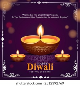Vector illustration of Happy Diwali social media feed template.