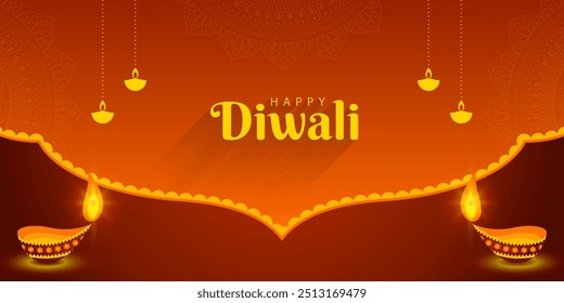 Vector illustration of Happy Diwali social media feed template