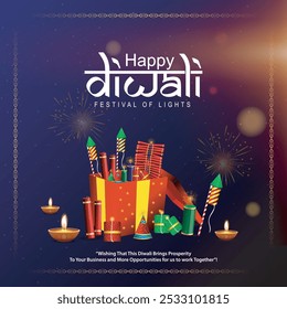 Vector illustration of Happy Diwali social media feed template written text means happy Diwali