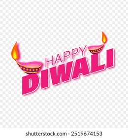 Vector illustration of Happy Diwali typography on transparent background