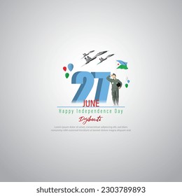 Vector illustration of Happy Djibouti Independence Day social media story feed mockup template svg