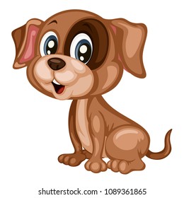 Vector Illustration of a Happy Dog. Cute Cartoon Puppy Isolated on a White Background. Happy Animals Set