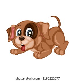 Vector Illustration of a Happy Dog. Cute Cartoon Puppy Isolated on a White Background Playing, Cheering. Happy Animals Set